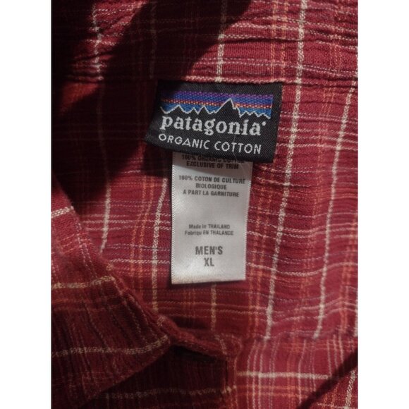 Patagonia Button Up Shirt Mens XL Red Plaid Short Sleeve Organic Cotton - Picture 8 of 11